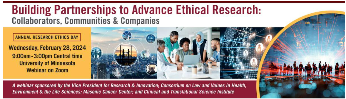 Annual Research Ethics Day Conference 2024 - Building Research Partnerships to Advance Ethical Research: Collaborators, Communities & Companies Banner